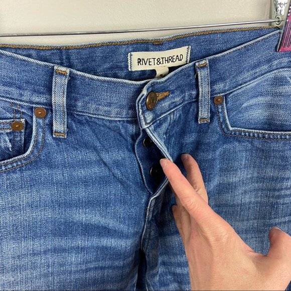 Madewell Rivet & Thread Straight Leg Premium Denim Jeans Size 24 Button Fly Jean - Picture 6 of 13